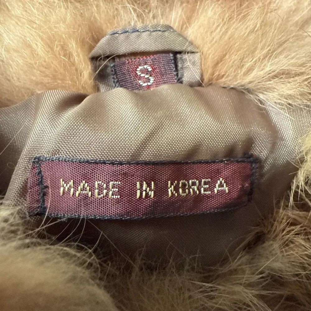 Vintage Genuine Rabbit Fur Coat Jacket Small Made In Korea Variegated RN66109